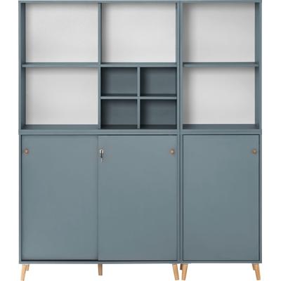 Büromöbel-Set SCHILDMEYER "Serie 500, Büromöbel-Set-5-tlg., Made in Germany", blau (fjord), Holzwerkstoff, Arbeitsmöbel-Sets, Büromöbel-Set, Solide Verarbeitung - Dieses Produkt ist in Deutschland gefertigt