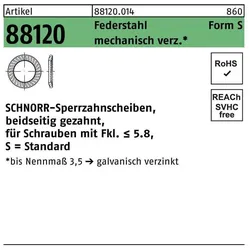 Schnorr, Muttern + Unterlegscheiben, Sperrzahnscheibe R 88120 beidseitig gezahnt S27 x39 x2 Federstahl mechanisch verzinkt
