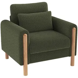 OKWISH Armlehnenstuhl mit Dickem Kissen 87x83x88 cm aus Teddy – Bequemer Relaxsessel Grün für Wohnzimmer und Büro