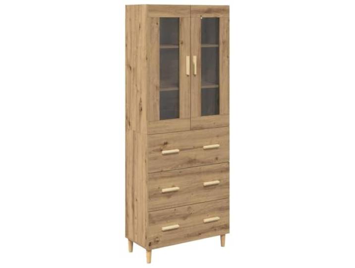TYVANDE Sideboard Eiche Handwerk 69,5 x 34 x 180 cm Holztechnik, Regale aus Holz, Scharniertüren, großer Stauraum, Wohnzimmer, Esszimmer