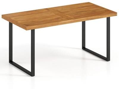 Costway Acacia Wood Dining Table for 6 People Wooden Rectangular Table