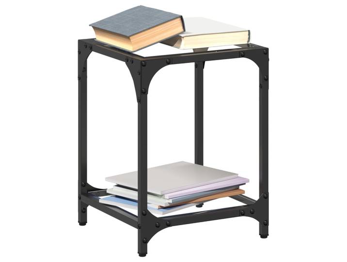 vidaXL Couchtisch mit Glasplatte Transparent 30x30x40 cm Stahl