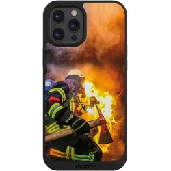 Nivocase Handyhülle für Apple iPhone 12 Pro Max Hülle NIVOpure Case Schwarz Feuer Feuerwehr Lebensretter (Apple iPhone 12 Pro Max), Smartphone Hülle, Schwarz