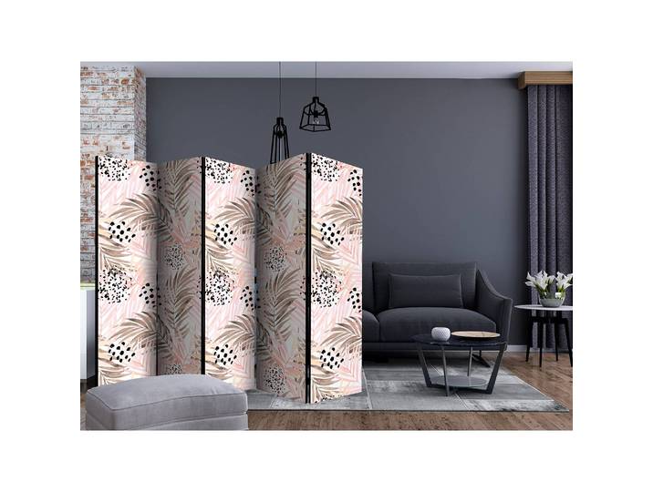 Paravent Pink Palm Leaves Polaire Rose foncé 225 x 172 x 3cm