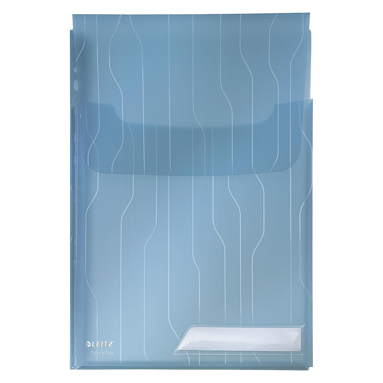 Leitz Sicht-/Prospekthülle CombiFile Maxi, A4, PP, blau 0,20 mm, genarbt, Kombination aus Prospekthü (A4, 3x) (4727-00-35)