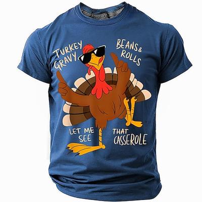 Lustiges Herren Thanksgiving T-Shirt Kurzarm Grafik Truthahn Feinschmecker Soße Auflauf Design