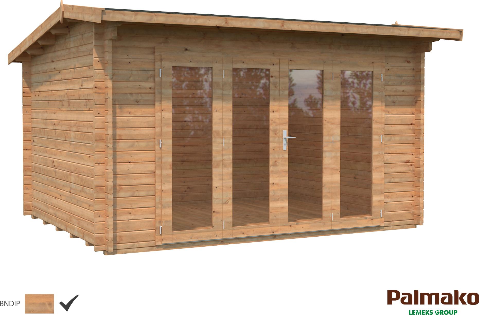 Palmako Gartenhaus Ines 11,1 m² - 44 mm Hellbraun tauchimprägniert