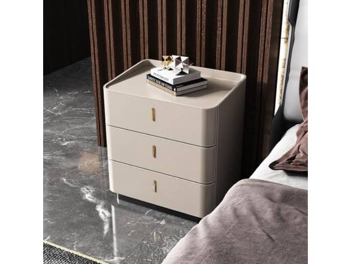 Nachttisch 3 Schubladen Beistelltisch Aufbewahrungsschrank Geräuscharme Schienen Ohne Schrankbeine Für Schlafzimmer/Wohnzimmer(Gray1,45cm/18in)