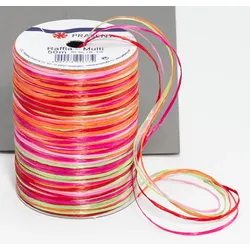 PRÄSENT Geschenkband Multi-Raffia 3 mm x 50 m pink/rot/orange/grün