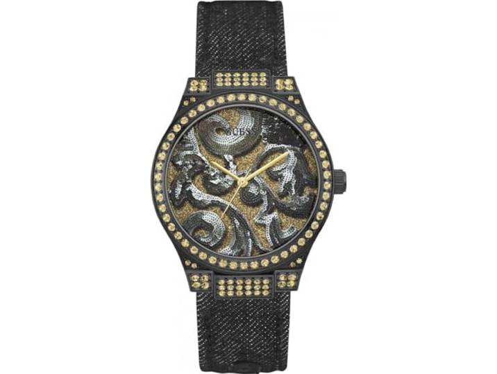 Guess Unisex volwassenen datum klassiek kwarts horloge met lederen armband W0844L1