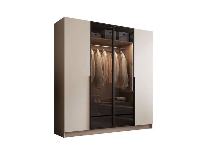 Lookway Kleiderschrank ATRIUM Vier­türiger Schrank mit Glasfront inklusive Trageservice 200x57x210