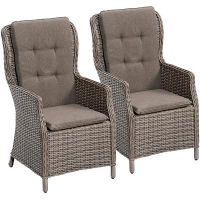 Gartenstuhl MERXX "Riviera", beige (natur), B:59cm H:106cm T:70cm, Rattan, Stühle, Gartenstuhl, 2er Set, Polyrattan, Stahl