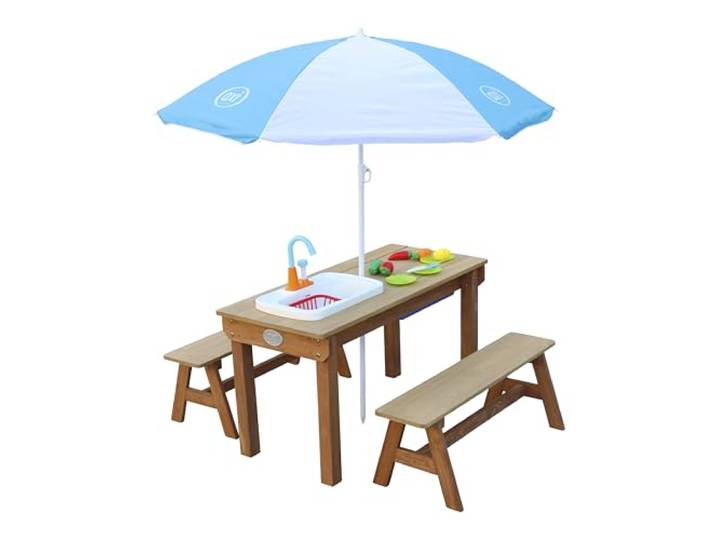 AXI Dennis Sand & Wasser Picknicktisch in Braun aus Holz mit Bänken