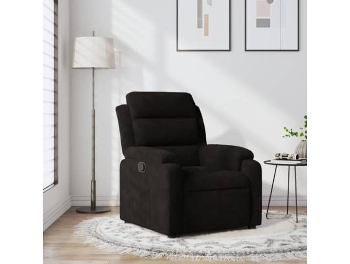 NLQMSU Sessel, neigbar, Schwarz, Velours, mit Fußstütze und Tasche Metallrahmen, Neigung 135°, Kapazität 110 kg, weicher Samt, praktische Tasche