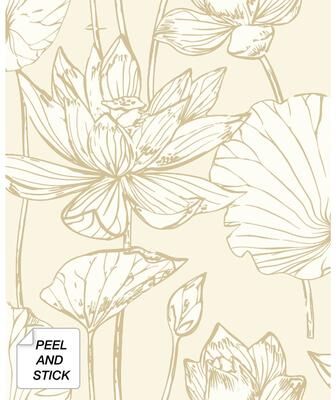 NextWall Lotus Floral Peel and Stick Wallpaper
