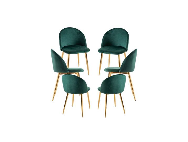6er Set Vint Samt Golden Stühle - Vert