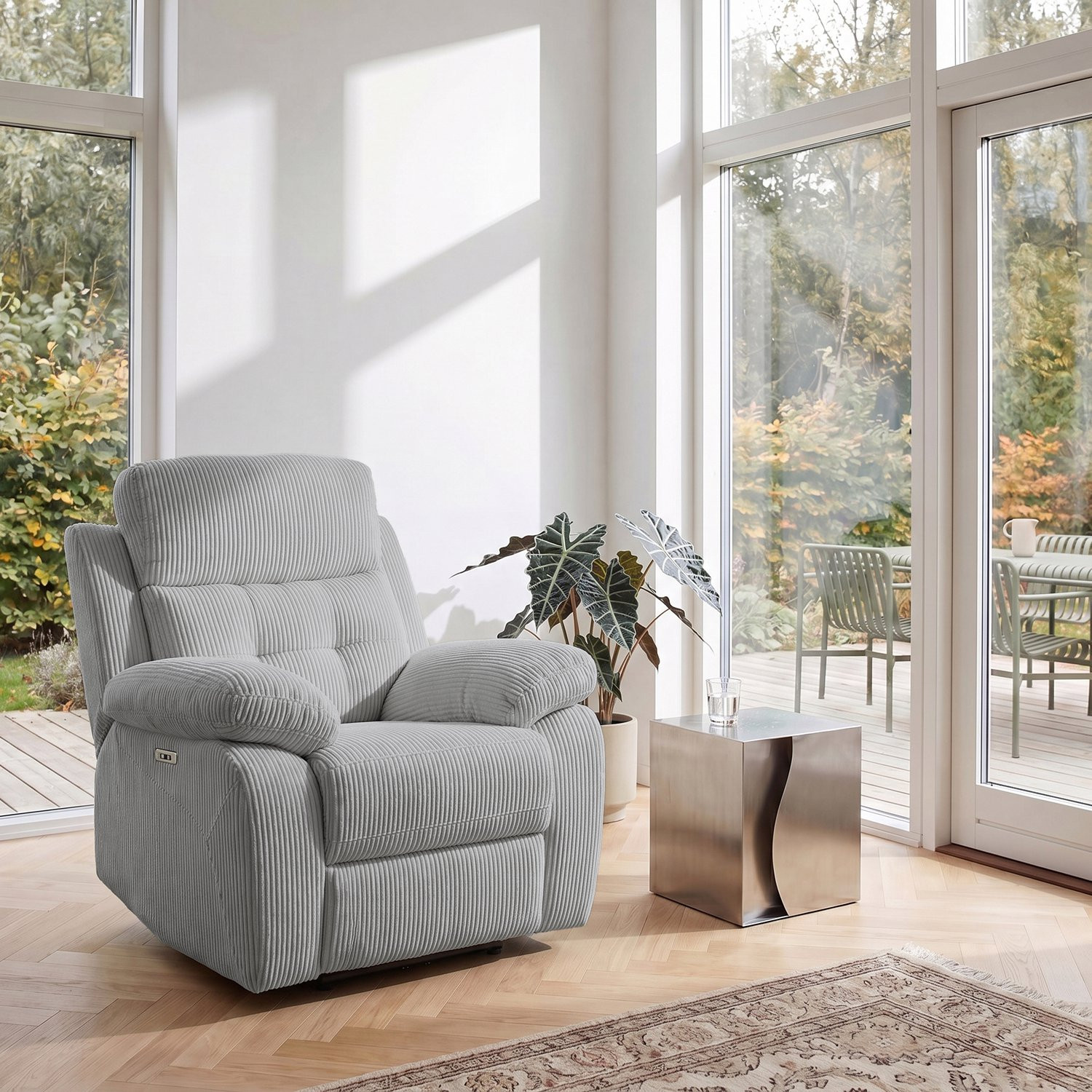 Lannilis Elektrische relaxstoel in grijs corduroy