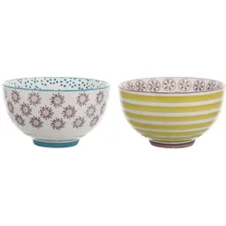 Bloomingville Patrizia Schale, 2er, Steingut, Ø 11,5xH6,5 cm, 2 verschiedene Farben