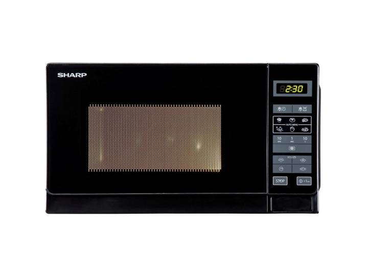 Sharp Mikrowelle, Schwarz, Kunststoff, 44x25.8x35.9 cm, Digitaldisplay, Garraumbeleuchtung, Gewichtsautomatik für Auftauprogramme, Tageszeitanzeige, digitaler Timer, Automatik-Kochprogramme, Timerfunktion, Kindersicherung, Küchen, Küchenelektrogeräte, Mikrowellen
