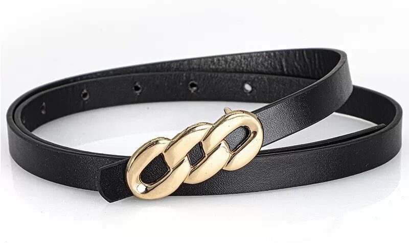 INF Damen PU Leder Gürtel mit acht Schnallen - Stilvolles Accessoire für Kleider & Shirts Schwarz