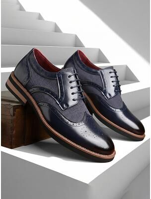 LightInthebox Men's Faux Leather Brown Oxford Shoes, Classic Wedding Footwear for Groom and Wedding Guests