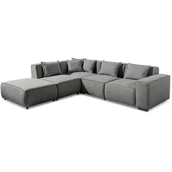 filippo Ecksofa Malta Stoff Grau Dunkelgrau