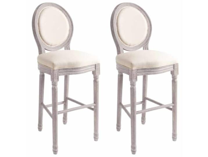 NLQMSU Barhocker, 2 Stück, aus Massivholz, Weiß, Leinen Gepolsterte Sitzfläche, Barock-Charme, Kapazität 110 kg, Verwendung in Küche und Esszimmer, komplette Lieferung