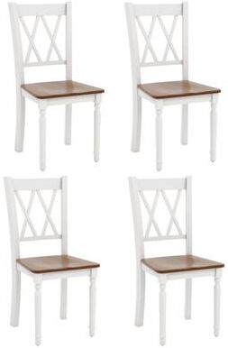 Costway Set of 4 Wooden Farmhouse Kitchen Chairs with Rubber Wood Seat