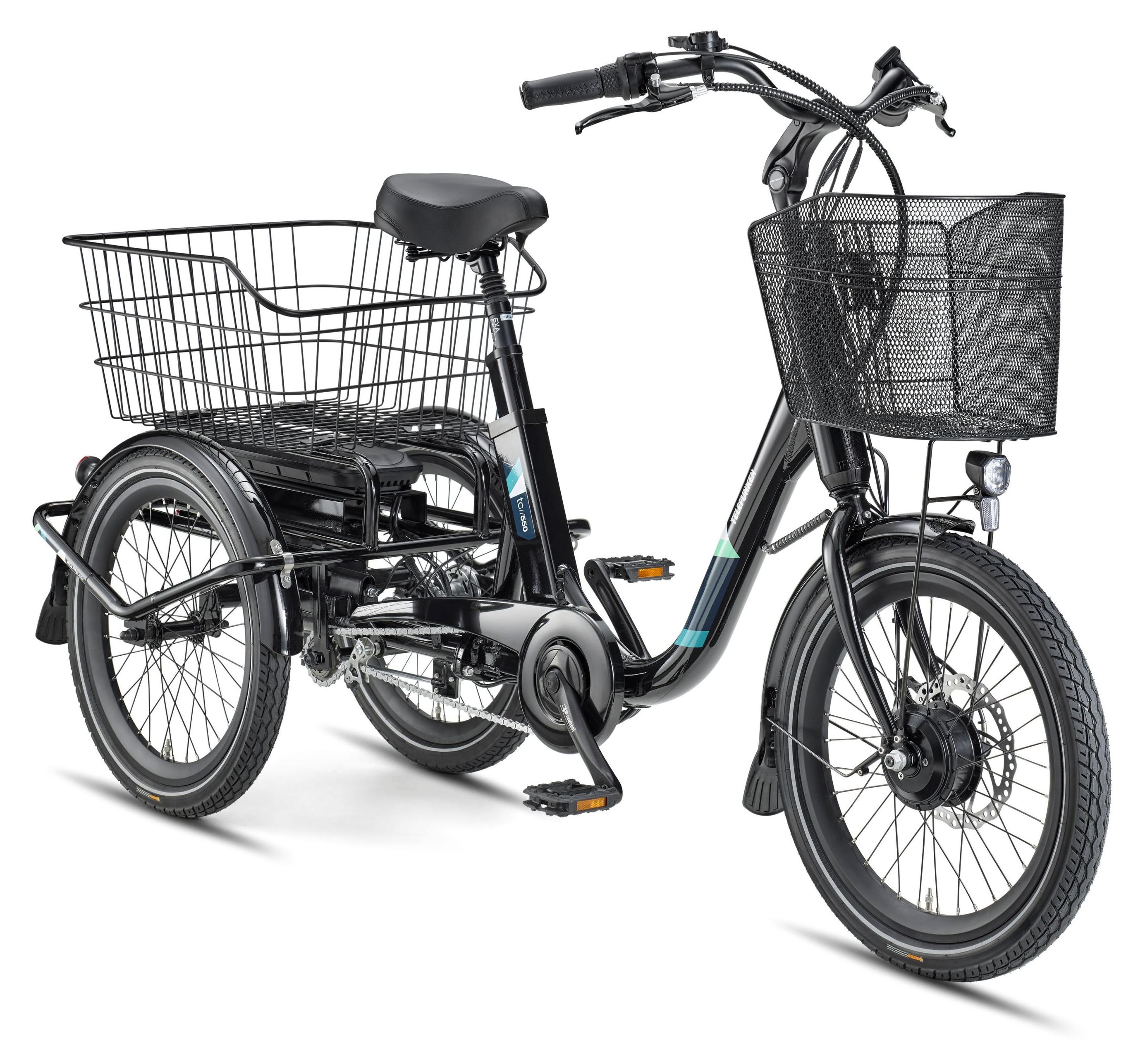 Telefunken TC550 E-Dreirad Elektrofahrrad / Pedelec mit 3-Gang-Nabenschaltung, Fahrradkorb & Seitenschwung, 536,5Wh Akku