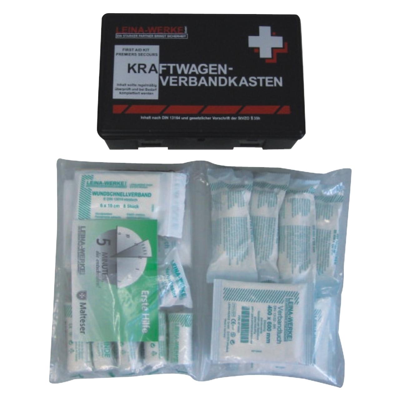 Leina KFZ-Verbandkasten Standard, Inhalt DIN 13164, schwarz (Verbandskasten) (REF 10007)