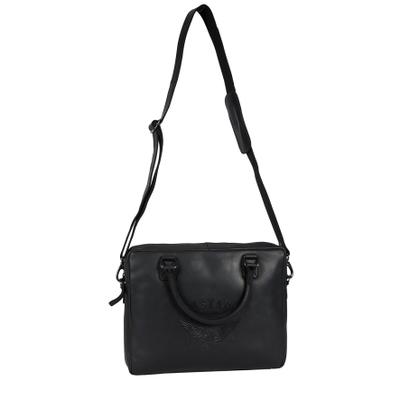 Dokumententasche MUSTANG "Valencia", Herren, Gr. B/H/T: 35cm x 25cm x 8cm, schwarz, Leder, Taschen, Men Businesstasche, Reisetasche mit auffälliger Logoprägung