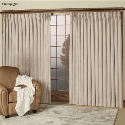 Ricardo Trading Llc Marshfield Drapery Wide Width Pinch Pleat Curtain Pair, 150 x 84, Champagne