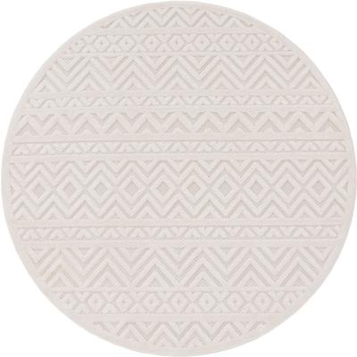 Teppich PACO HOME "Livorno 673", beige (creme), H:14mm Ø:160cm, Polypropylen, Teppiche, Teppich, Uni-Farben, Scandi, Rauten Muster, Hoch-Tief Effekt, Outdoor geeignet