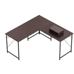 COSTWAY L-förmiger Schreibtisch, umkehrbarer Eckschreibtisch, Ecktisch mit Kabeldurchführungen und abnehmbarem CPU-/Monitorständer