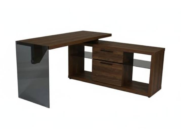JAHNKE ECK-Schreibtisch LUX C 150 E WALNUSS NB./GGL