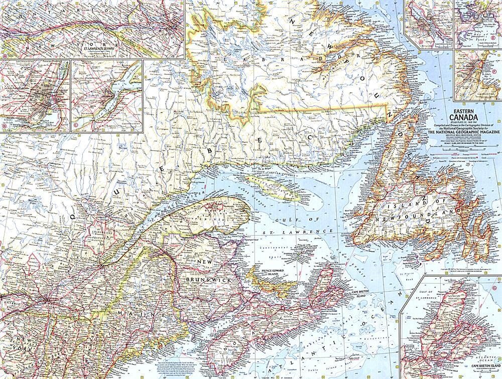 National Geographic Historic POD Carte de l'Est du Canada de 1967