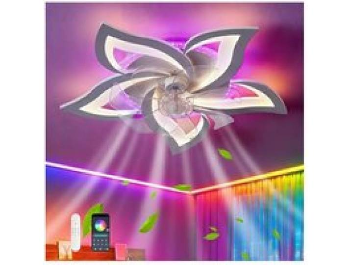 Plafonnier Ventilateur De Plafond RGB Couleur Variable Lampe Ventilateur Led Dimmable Ventilo Plafond Avec Lumière Réversible 6