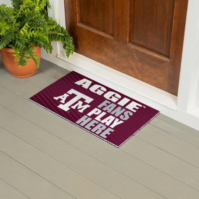 Evergreen "28 in. x 16 in. Texas A&M ""Fans Play Here"" PVC Door Mat"