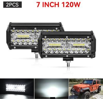 Uplifted Finds Heavy Duty LED Work Light Bar   12V 24V High Intensity Offroad Spotlights For Trucks, Tractors, Boats & SUVs 2x 120w Light