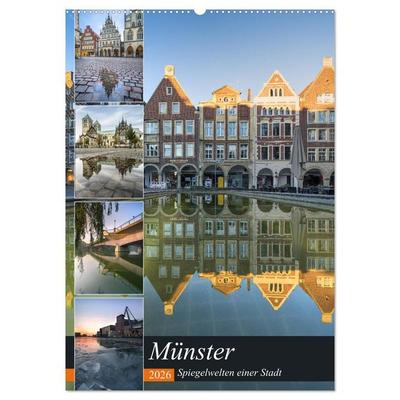 Münster - Spiegelwelten einer Stadt (Wandkalender 2026 DIN A2 hoch), CALVENDO Monatskalender