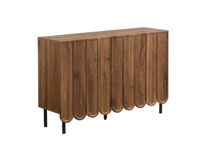 Buffet bas 3 portes – sideboard noyer 120 x 35 x 80 cm – portes ondulees ouverture par pression