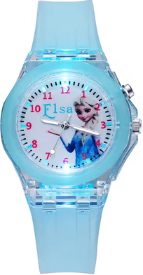 Inspire Curations Disney Frozen Kids Light Up Watch Princess Elsa Silicone Strap Cartoon Wristwatch girl B Blue