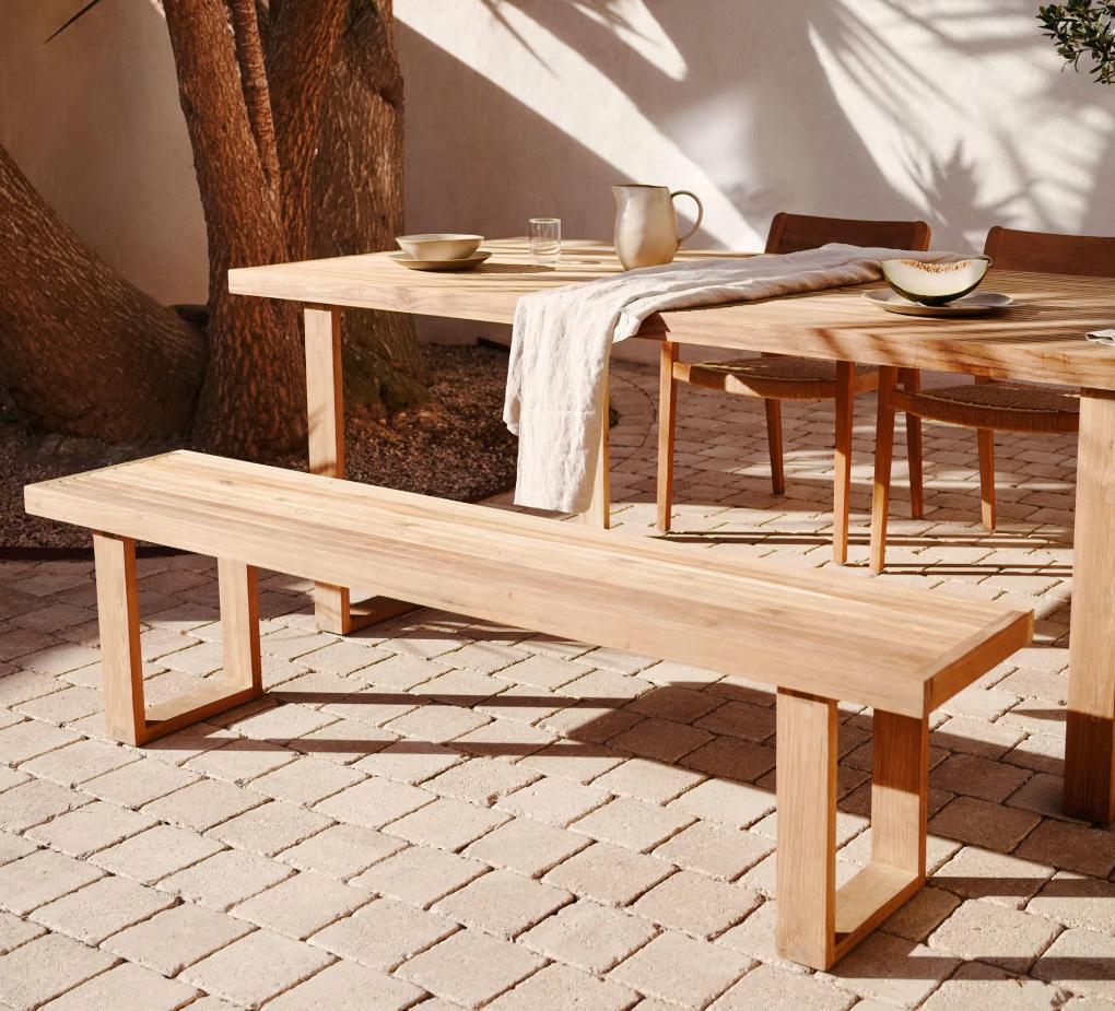 Bank Canadell 210 x 46 x 35 cm Teakholz Sitzbank Sitzgelegenheit Möbelstück Neu