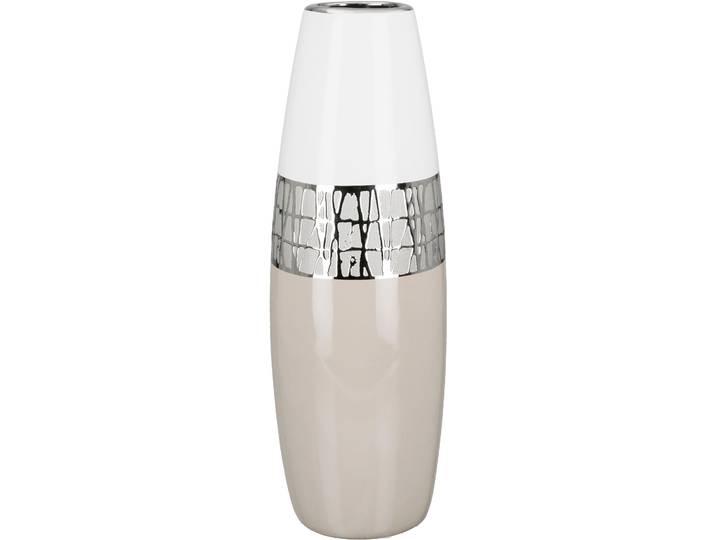 Tischvase GILDE Pico, Dekovase , beige (beige, weiß), H:36cm Ø:12,5cm, Keramik, Vasen, Tischvase, Vase aus Keramik, in Kegelform, Höhe ca. 36 cm