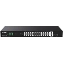 Tenda TEG1128P-24-250W Switch 26p Ge2sfp mit 24p (26 Ports), Netzwerk Switch, Schwarz
