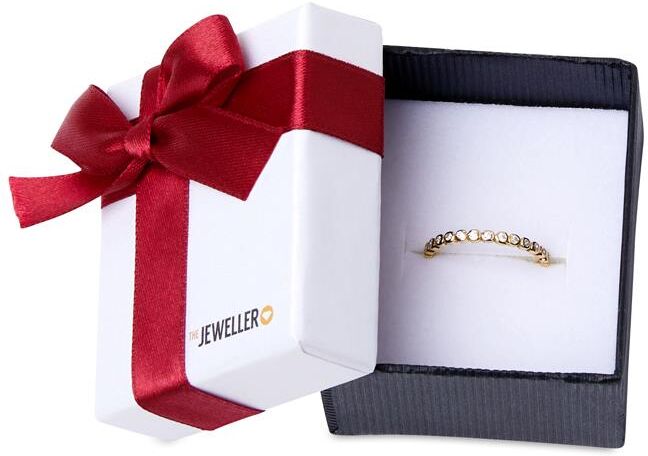 Unique Etui für einen Ring mit roter Geschenkschleife weiß