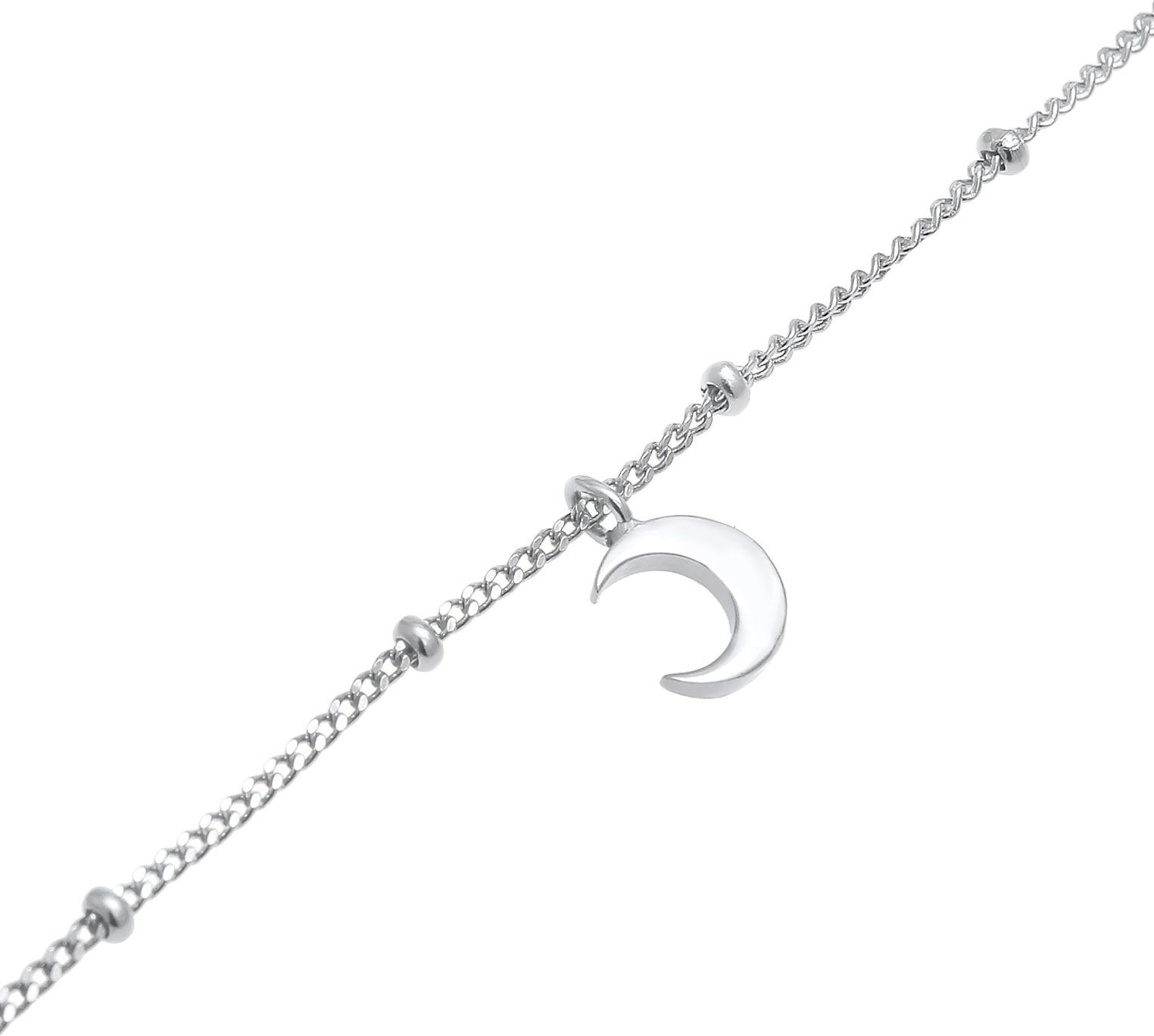 Choker ELLI "Halskette Choker Kugelkette Halbmond 925 Silber" Gr. 36, silber, Halsketten, Damen, ohne Stein, Silber 925 (Sterlingsilber), Choker