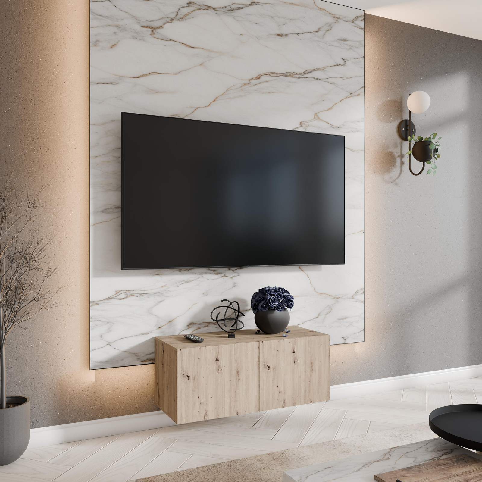 Margaret Hadas Lyon TV-meubel - Modern laag TV-meubel voor wandmontage - 100 cm