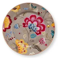 PIP Studio Blooming Tales Fantasy Khaki Platzteller 32cm, Teller, Braun
