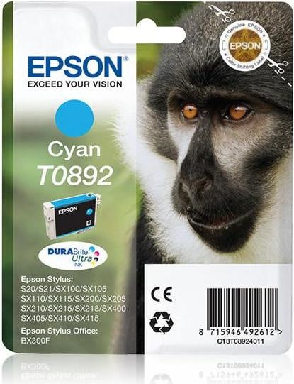 Epson Monkey Inktpatroon T0892 DURABrite Ultra Cyaan Azuur 3,5 ml